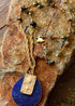 Boho Necklace, Teardrop Lapis Luzuli Gold Chain Onyx Pendant